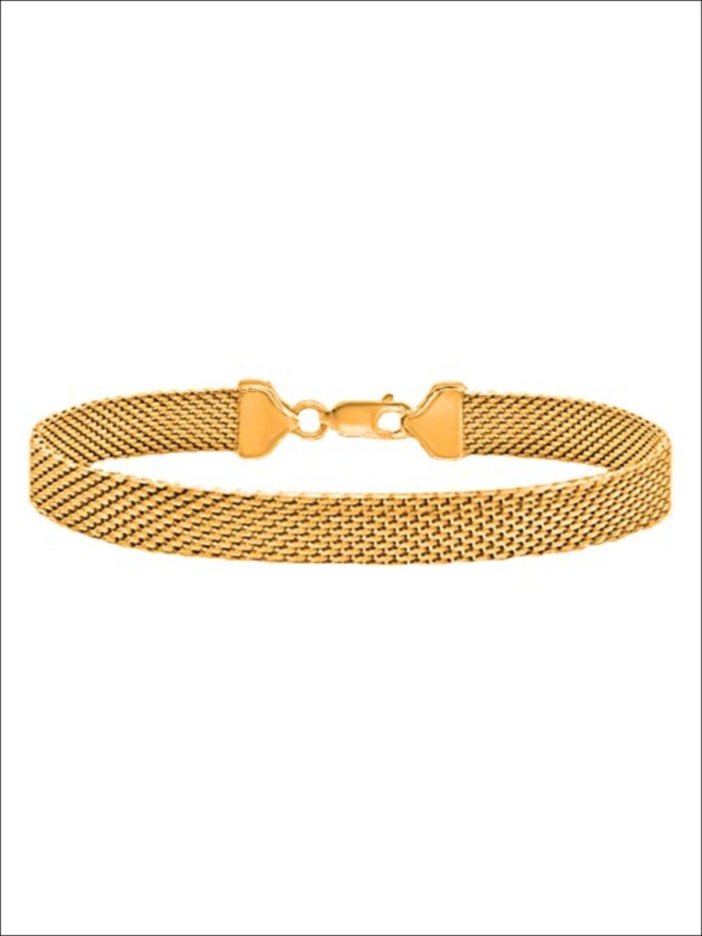 18K Gold Plated Sterling Silver 7mm Coreana Flat Mesh Chain Bracelet 7.5 Inch